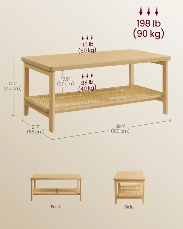 2Tier Coffee Table for Living Room Living Room Table Rectangular Center Table - Image 3