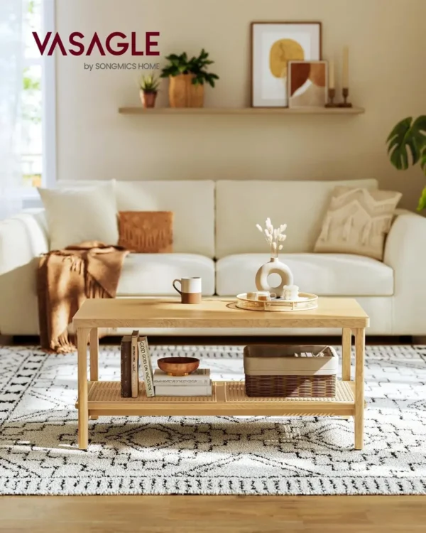 2Tier Coffee Table for Living Room Living Room Table Rectangular Center Table - Image 2